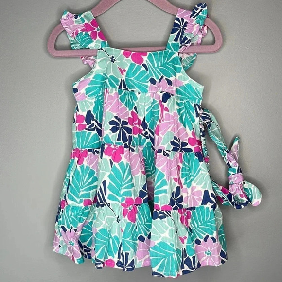 BABY GAP NWT 12-18m Girls Tiered Tropical Floral Blue Sundress Set - Picture 2 of 12
